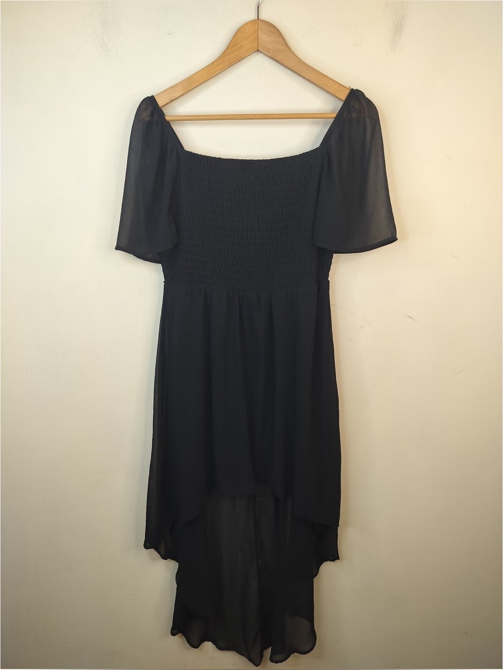 Lily Rose High-Low Dress Womens Large Smocked Black Sheer Chiffon Gothic